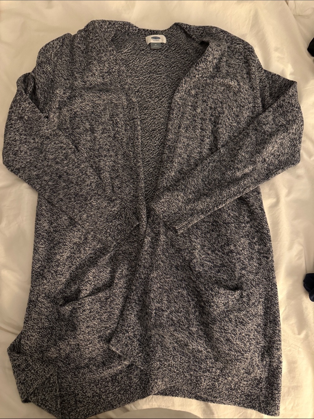 Old Navy Heathered Navy Open-Front Cardigan